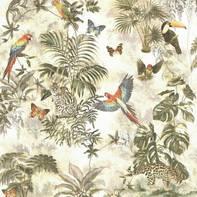 Papel Pintado Selva Tropical|Animales|Tucanes|Loros|Mariposas|Monos - TEROPIKA  | MURAKE - 415631