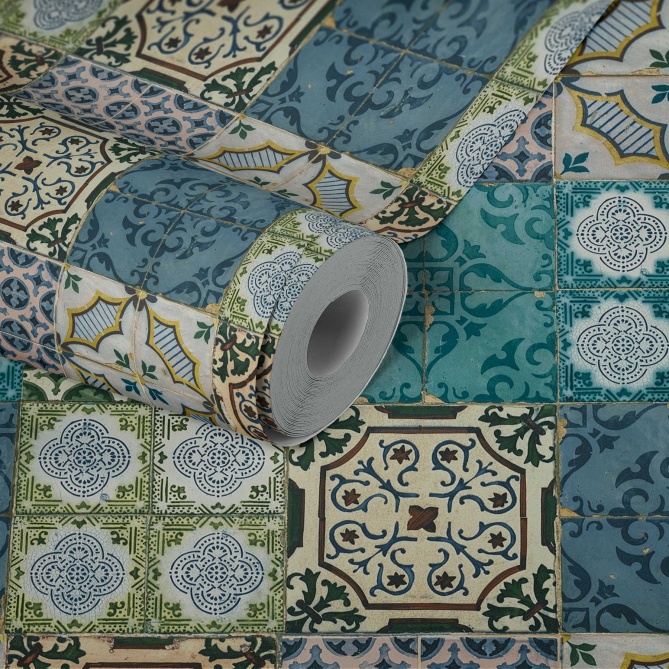 Papel Pintado Azulejo Marroquí - SMARA  | MURAKE - 584631