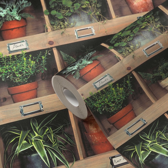 Papel Pintado Estantería Madera - ALCORTA  | MURAKE - 684631