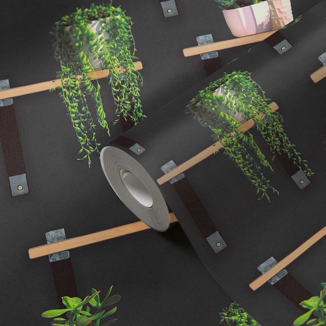 Papel Pintado Estantería con Plantas - ALGAIDA  | MURAKE - 884631