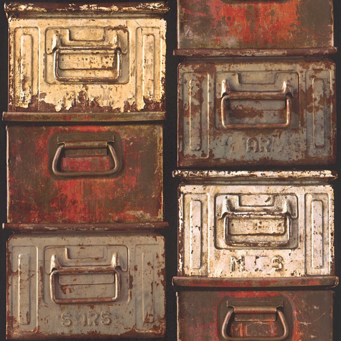 Papel Pintado Cajas Metal - ANTIK 01 | MURAKE - 22031