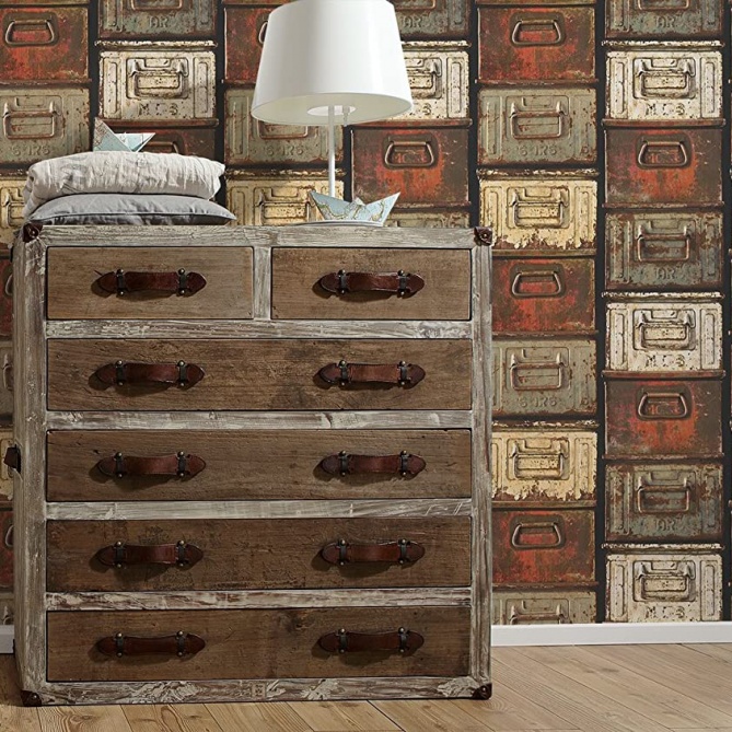 Papel Pintado Cajas Metal - ANTIK 01 | MURAKE - 22031