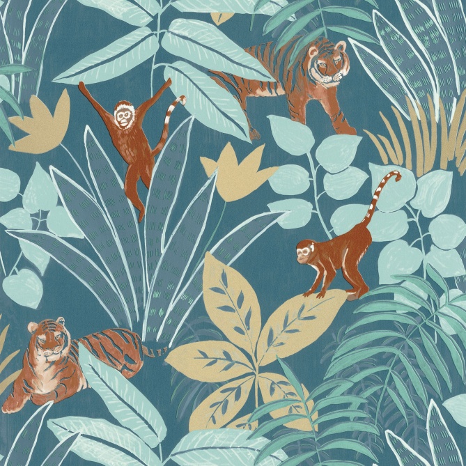 Papel Pintado Selva con animales - TUVARE 02 | MURAKE - 61202