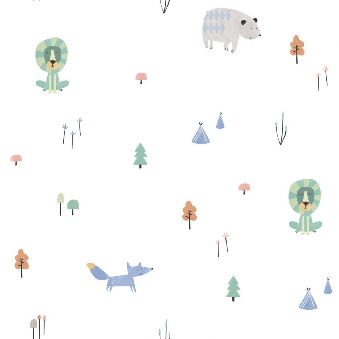 Papel Pintado Infantil Animales del bosque - DABOBI 01 | MURAKE - 53301