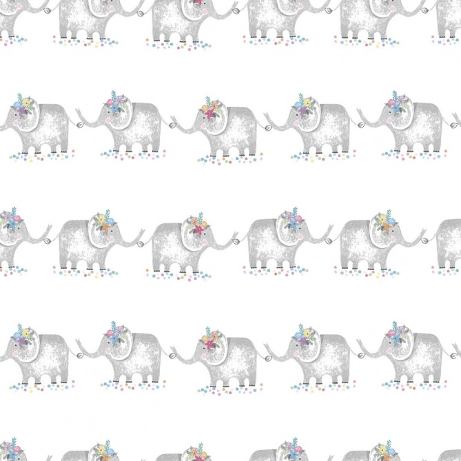 Papel Pintado Infantil Elefantes en fila - GAJAH 01 | MURAKE - 53305