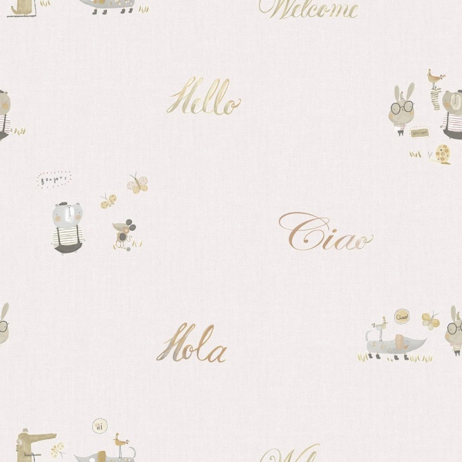 Papel Pintado Infantil Animales saludando - HILSEN 03 | MURAKE - 53317