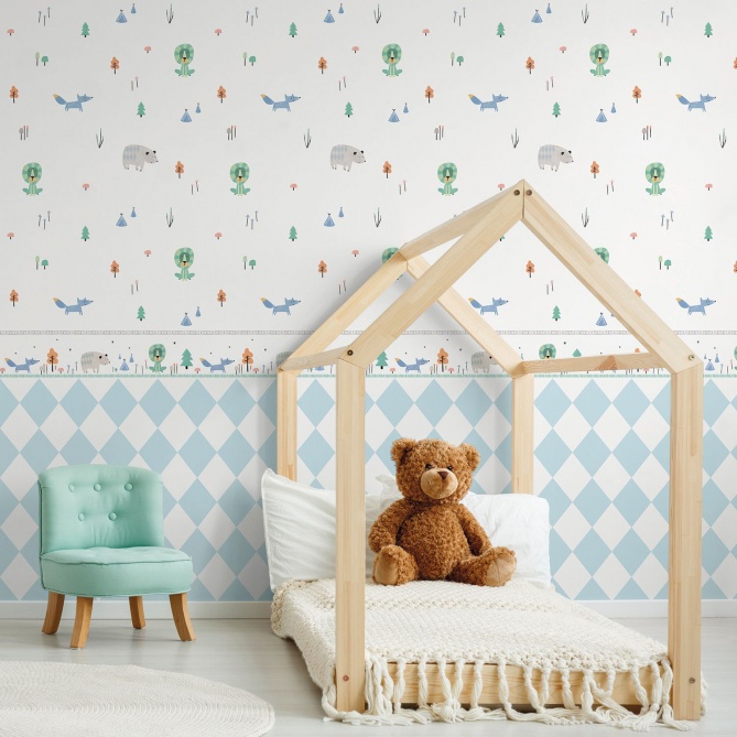 Papel Pintado Infantil Animales del bosque - DABOBI 01 | MURAKE - 53301