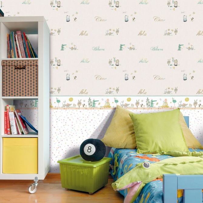 Papel Pintado Infantil Animales saludando - HILSEN 01 | MURAKE - 53315