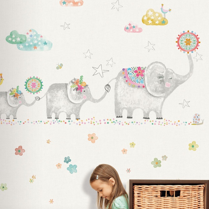 Mural Infantil Elefantes - ELELE  | MURAKE - 53402