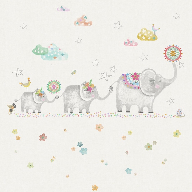 Mural Infantil Elefantes - ELELE  | MURAKE - 53402