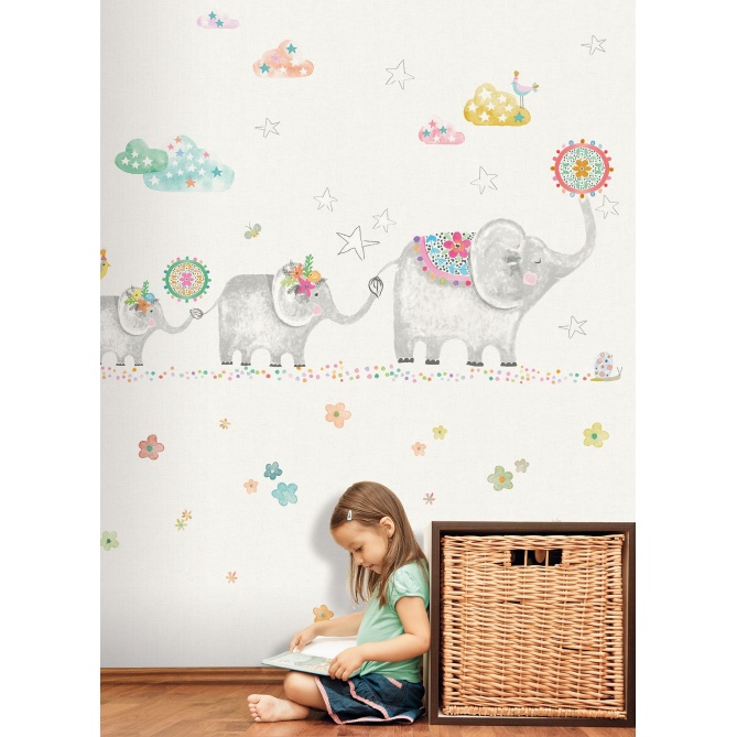 Mural Infantil Elefantes - ELELE  | MURAKE - 53402