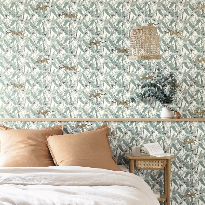 Papel Pintado Hojas y guepardos - LENGAU 01 | MURAKE - 512035