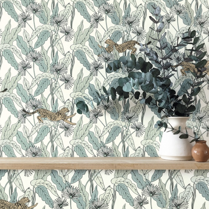 Papel Pintado Hojas y guepardos - LENGAU 01 | MURAKE - 512035