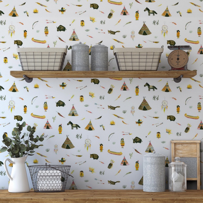 Papel Pintado Poblado indio - HINTI  | MURAKE - 53110