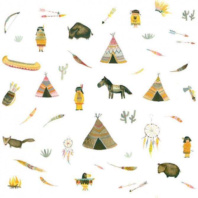 Papel Pintado Poblado indio - HINTI  | MURAKE - 53110