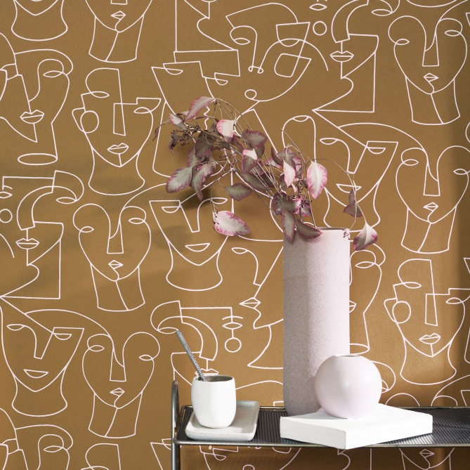 Papel Pintado Silueta caras - ANSIK 03 | MURAKE - 204913