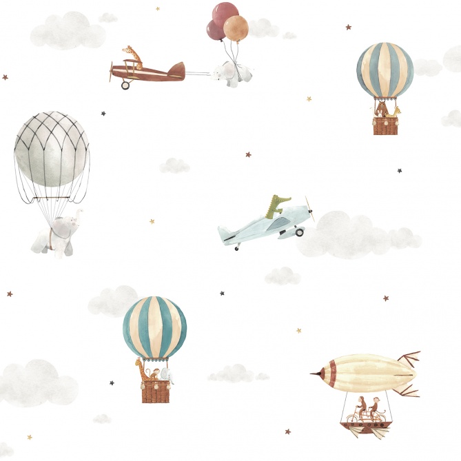 Papel Pintado Globos aerostáticos y aviones - MOKULE 02 | MURAKE - 991642