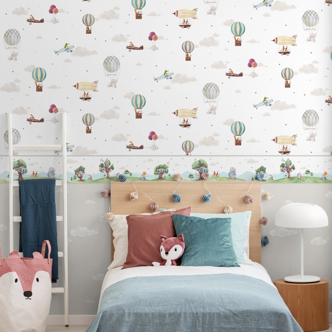 Papel Pintado Globos aerostáticos y aviones - MOKULE 02 | MURAKE - 991642