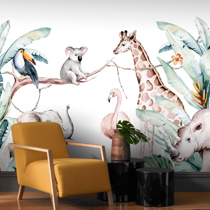 Mural Animales acuarela - ATOKAT 01 | MURAKE - 991911