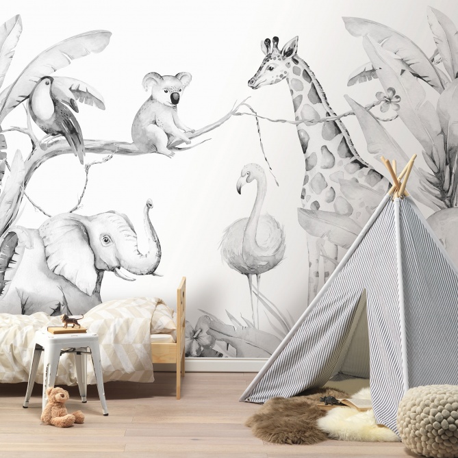 Mural Animales acuarela - ATOKAT 02 | MURAKE - 991912