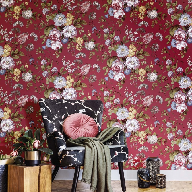 Papel Pintado Flores acuarela - TEORA 03 | MURAKE - 87773