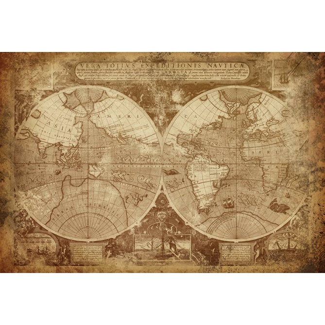 Mural Mapamundi antiguo - MAHERE  | MURAKE - 23902