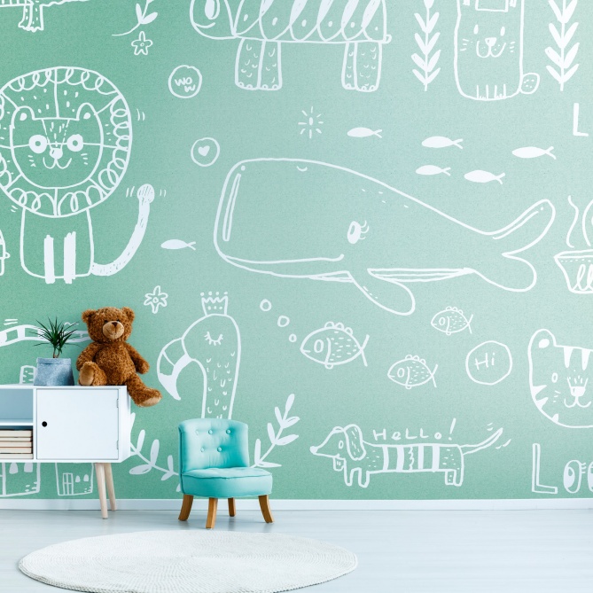 Mural Doodle Animales - SAUCEJO  | MURAKE - 23862