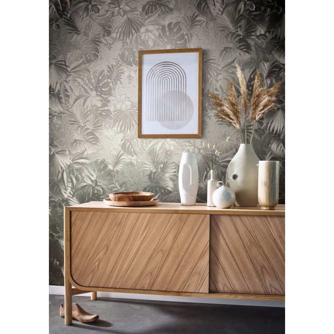 Papel Pintado Hojas grandes metalizadas - SAFAGA 02 | MURAKE - 992232