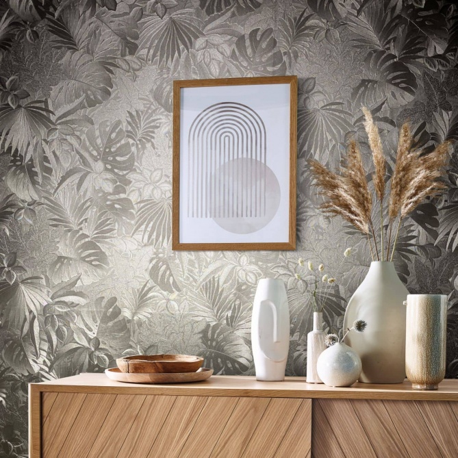 Papel Pintado Hojas grandes metalizadas - SAFAGA 03 | MURAKE - 992233