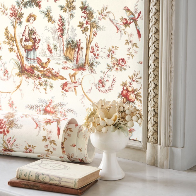 Papel Pintado Motivo barroco con personajes y gallinas - FLOTTE 01 | MURAKE - 85971