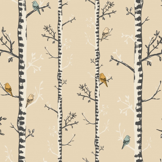 Papel Pintado Troncos de árboles y pájaros - DANGRIGA 01 | MURAKE - 85791