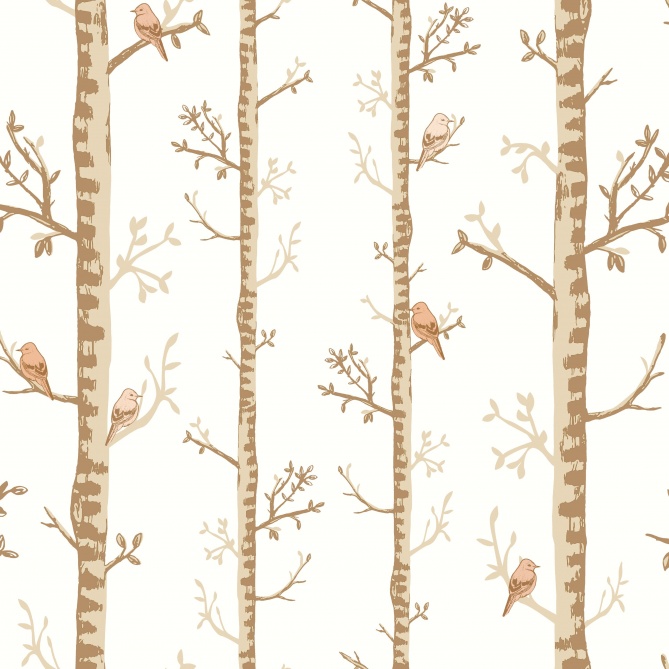 Papel Pintado Troncos de árboles y pájaros - DANGRIGA 02 | MURAKE - 85792