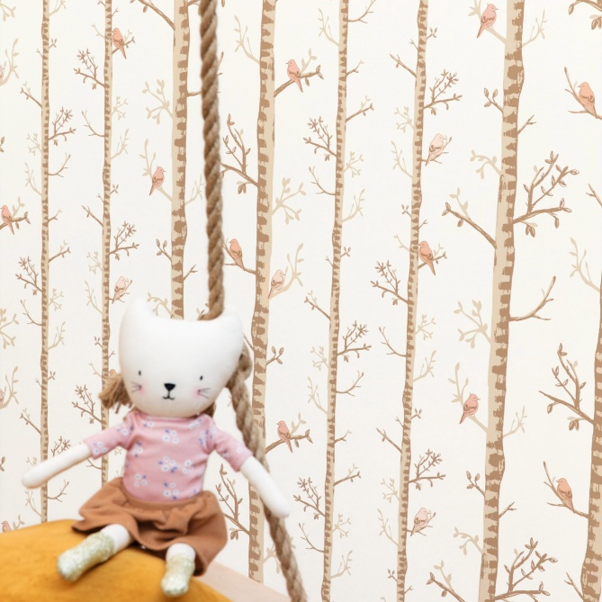 Papel Pintado Troncos de árboles y pájaros - DANGRIGA 02 | MURAKE - 85792