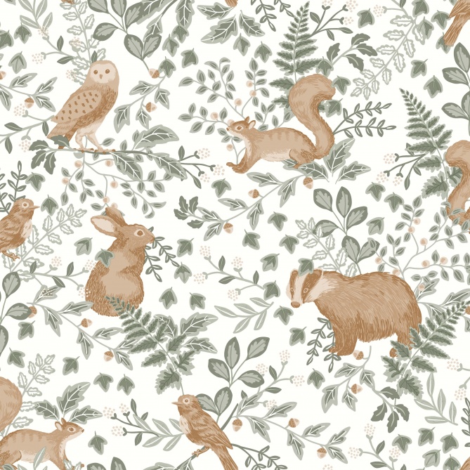 Papel Pintado Animales rodeados de follaje - KUALA 03 | MURAKE - 85803