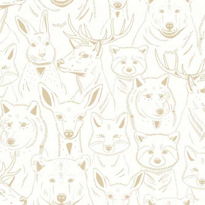 Papel Pintado Cabezas de animales minimalistas - PILAH 01 | MURAKE - 85811