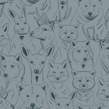 Papel Pintado Cabezas de animales minimalistas - PILAH 02 | MURAKE - 85812