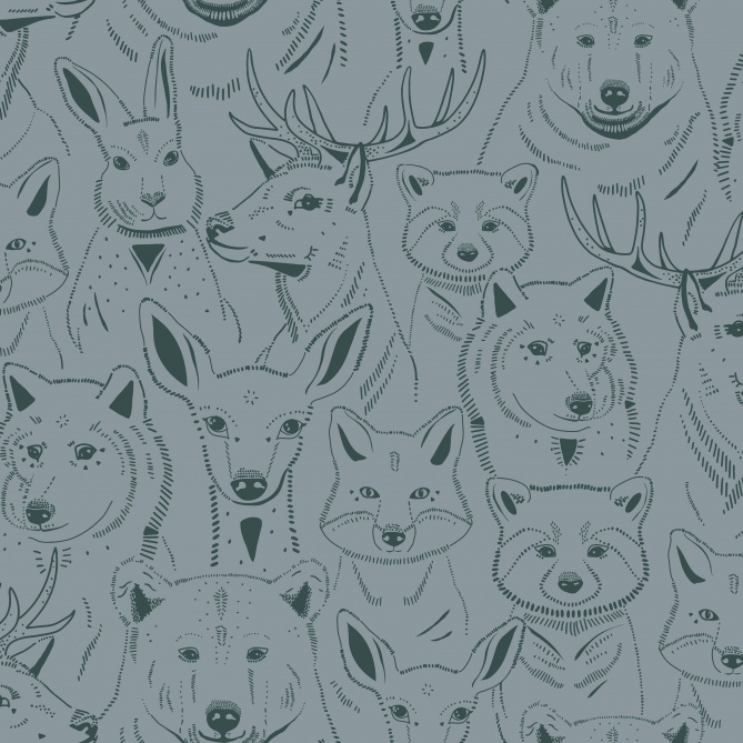 Papel Pintado Cabezas de animales minimalistas - PILAH 02 | MURAKE - 85812