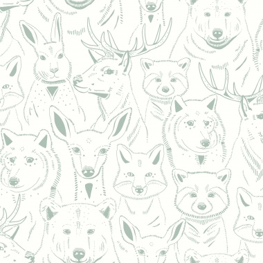 Papel Pintado Cabezas de animales minimalistas - PILAH 03 | MURAKE - 85813