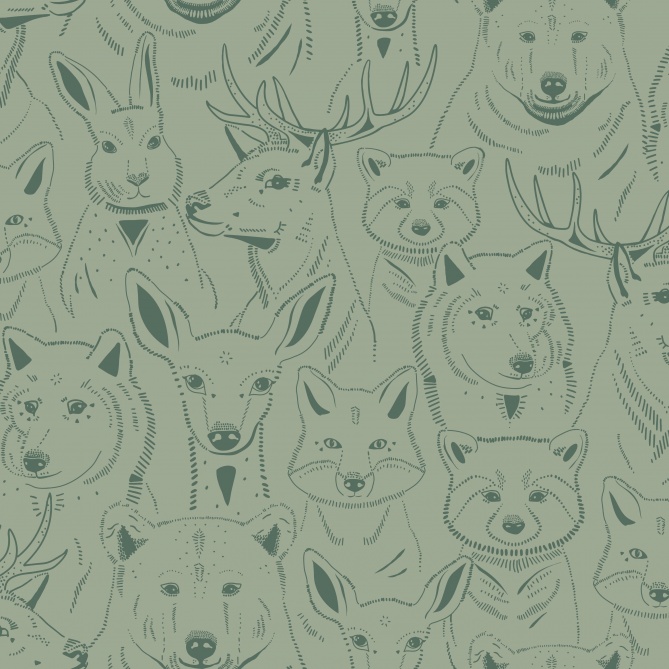 Papel Pintado Cabezas de animales minimalistas - PILAH 04 | MURAKE - 85814