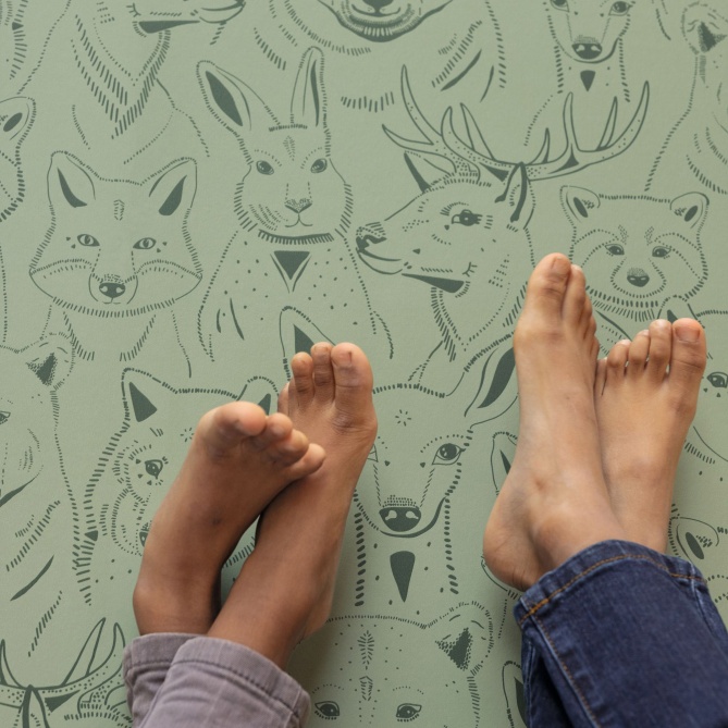 Papel Pintado Cabezas de animales minimalistas - PILAH 04 | MURAKE - 85814