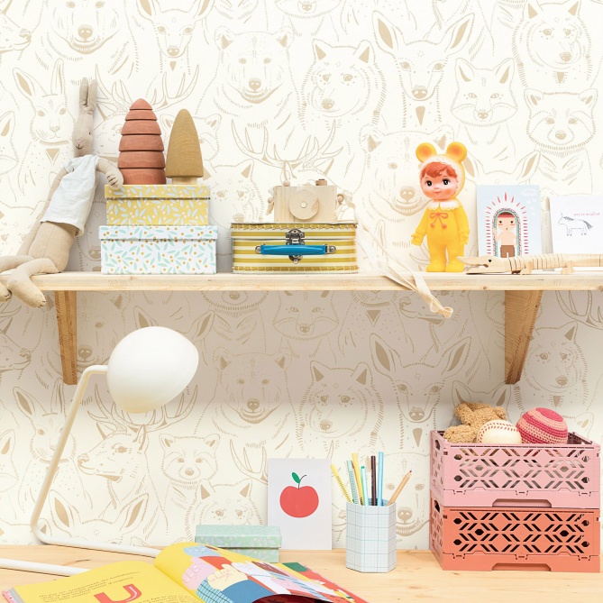 Papel Pintado Cabezas de animales minimalistas - PILAH 01 | MURAKE - 85811