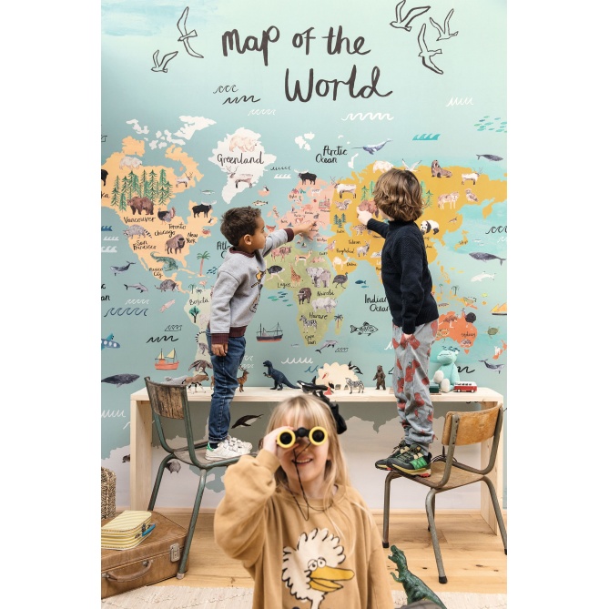 Mural Mapa del mundo de los animales - BODERO  | MURAKE - 85847