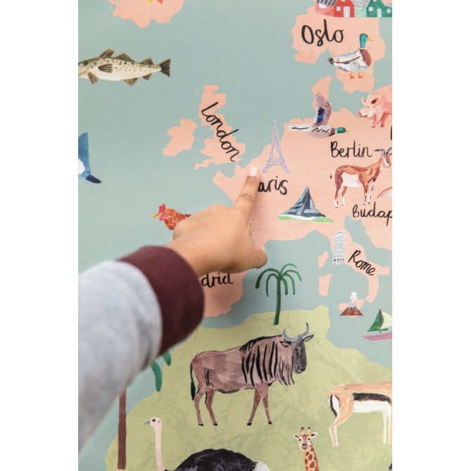 Mural Mapa del mundo de los animales - BODERO  | MURAKE - 85847