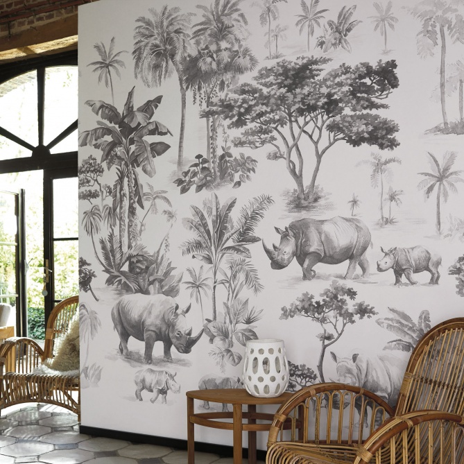 Mural Familia de rinoceronte en medio de la selva - SOLEI  | MURAKE - 85853