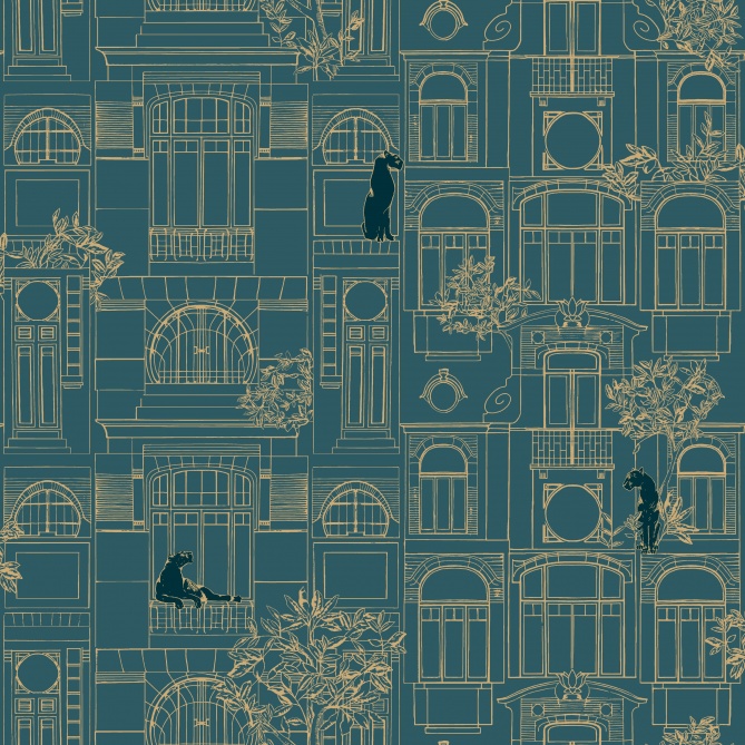 Papel Pintado Arquitectura Art Nouveau y panteras - VASAU 03 | MURAKE - 86133