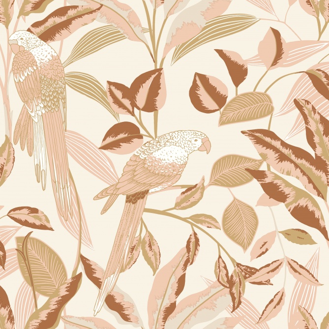Papel Pintado Loros en una jungla chic - MINORCA 02 | MURAKE - 86172