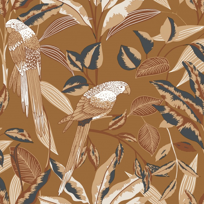 Papel Pintado Loros en una jungla chic - MINORCA 05 | MURAKE - 86175