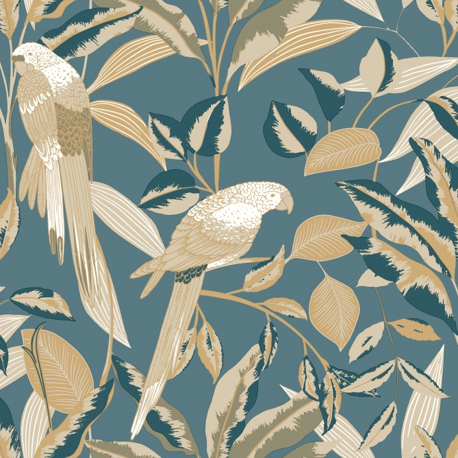 Papel Pintado Loros en una jungla chic - MINORCA 06 | MURAKE - 86176