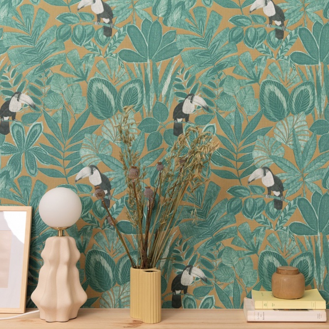 Papel Pintado Tucanes en medio del follaje - MOLUSTE 03 | MURAKE - 86308
