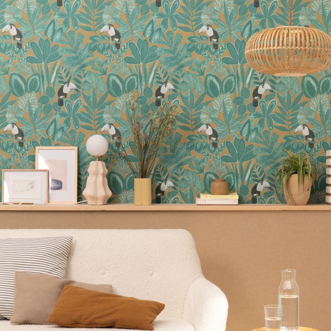 Papel Pintado Tucanes en medio del follaje - MOLUSTE 03 | MURAKE - 86308